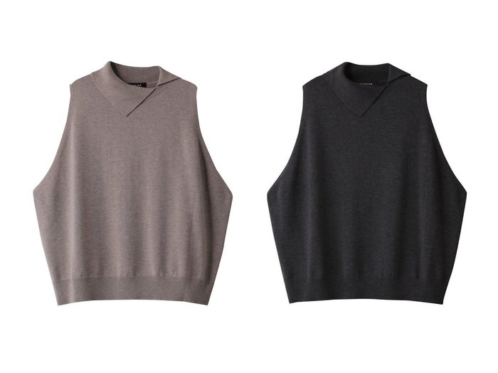 【mizuiro ind/ミズイロ インド】のasymmetry collar wide vest ベスト 【トップス、カットソー 人気通販 コーディネート通販】おすすめ！人気、トレンド、レディースファッションの通販   おすすめ人気トレンドファッション通販アイテム 人気、トレンドファッション・服の通販 founy(ファニー) 　ファッション　Fashion　レディースファッション　WOMEN　トップス・カットソー　Tops/Tshirt　ニット　Knit Tops　ベスト/ジレ　Gilets/Vests　プルオーバー　Pullover　アシンメトリー　Asymmetry　シンプル　Simple　トレンド　Trend　ベスト　Vest　ロング　Long　NEW・新作・新着・新入荷　New Arrivals　|ID:crp329100000197321