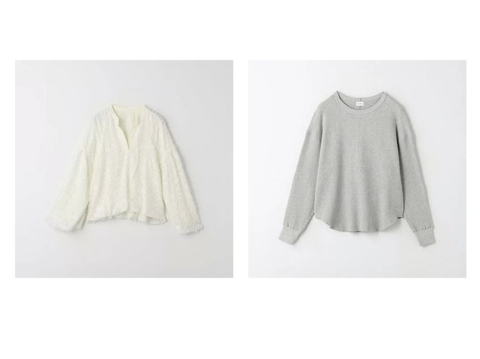 【green label relaxing / UNITED ARROWS/グリーンレーベル リラクシング / ユナイテッドアローズ】のビッグワッフル オーバーサイズ プルオーバー カットソー&カットジャカード レース バルーン ブラウス 【トップス、カットソー 人気通販 コーディネート通販】おすすめ！人気、トレンド、レディースファッションの通販   おすすめ人気トレンドファッション通販アイテム 人気、トレンドファッション・服の通販 founy(ファニー) ファッション Fashion レディースファッション WOMEN トップス・カットソー Tops/Tshirt プルオーバー Pullover カットソー Cut and Sewn シャツ/ブラウス Shirts/Blouses 春 Spring 秋 Autumn/Fall カットソー Cut And Sew シンプル Simple ビッグ Big ラウンド Round リラックス Relax ワッフル Waffle 冬 Winter ジャカード Jacquard スキッパー Skipper スリーブ Sleeve バルーン Balloon ボトム Bottom レース Race ワイド Wide おすすめ Recommend |ID:crp329100000197338