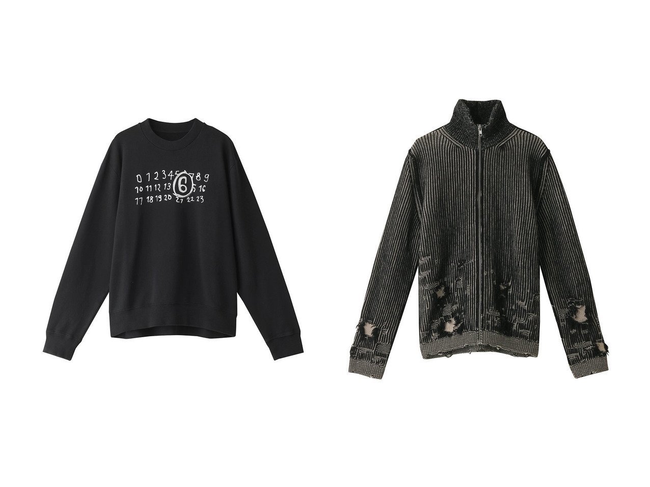 【MM6 Maison Margiela / MEN/エムエムシックス メゾンマルジェラ】の【MEN】Numeric logo スウェット トップス&【MEN】ダメージデザイン ジップ ニットブルゾン 【MEN】おすすめ！人気トレンド・男性、メンズファッションの通販   おすすめ人気トレンドファッション通販アイテム インテリア・キッズ・メンズ・レディースファッション・服の通販 founy(ファニー) 　ファッション　Fashion　メンズファッション　MEN　トップス・カットソー　Tops/Tshirt/Men　パーカ　Sweats　シャツ　Shirts　スウェット　Sweat　フロント　Front　ベーシック　Basic　ロング　Long　定番　Standard　NEW・新作・新着・新入荷　New Arrivals　ブラック系　Black　グリーン系　Green　|ID:crp329100000197647