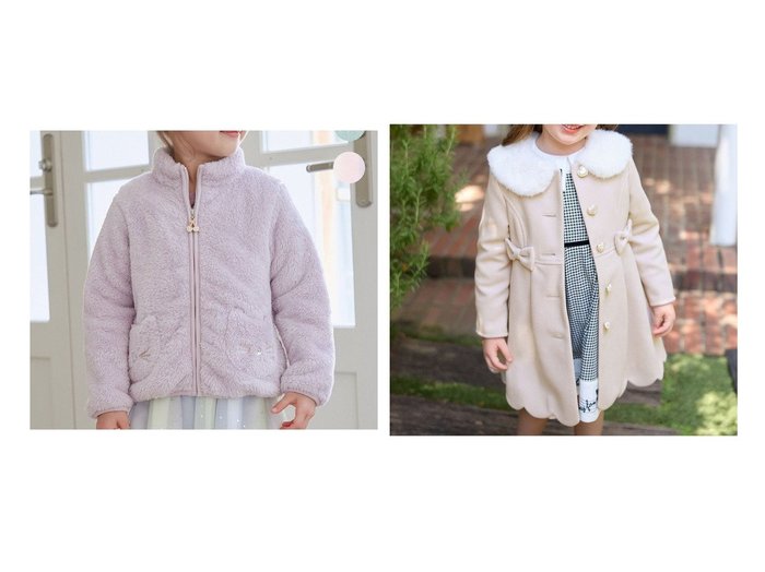 【any FAM / KIDS/エニファム】のウールライクコート&ネコポケットボアブルゾン 【KIDS】子供服のおすすめ！人気トレンド・キッズファッションの通販   おすすめ人気トレンドファッション通販アイテム 人気、トレンドファッション・服の通販 founy(ファニー) ファッション Fashion キッズファッション KIDS アウター Coat Outerwear /Kids 洗える Washable ジャケット Jacket チェリー Cherry チャーム Charm ネコ Cat ビジュー Bijou ブルゾン Blouson ポケット Pocket A/W・秋冬 Aw・Autumn/Winter・Fw・Fall-Winter 再入荷 Restock/Back In Stock/Re Arrival スカラップ Scalloped パール Pearl リボン Ribbon NEW・新作・新着・新入荷 New Arrivals エレガント 上品 Elegant |ID:crp329100000197667