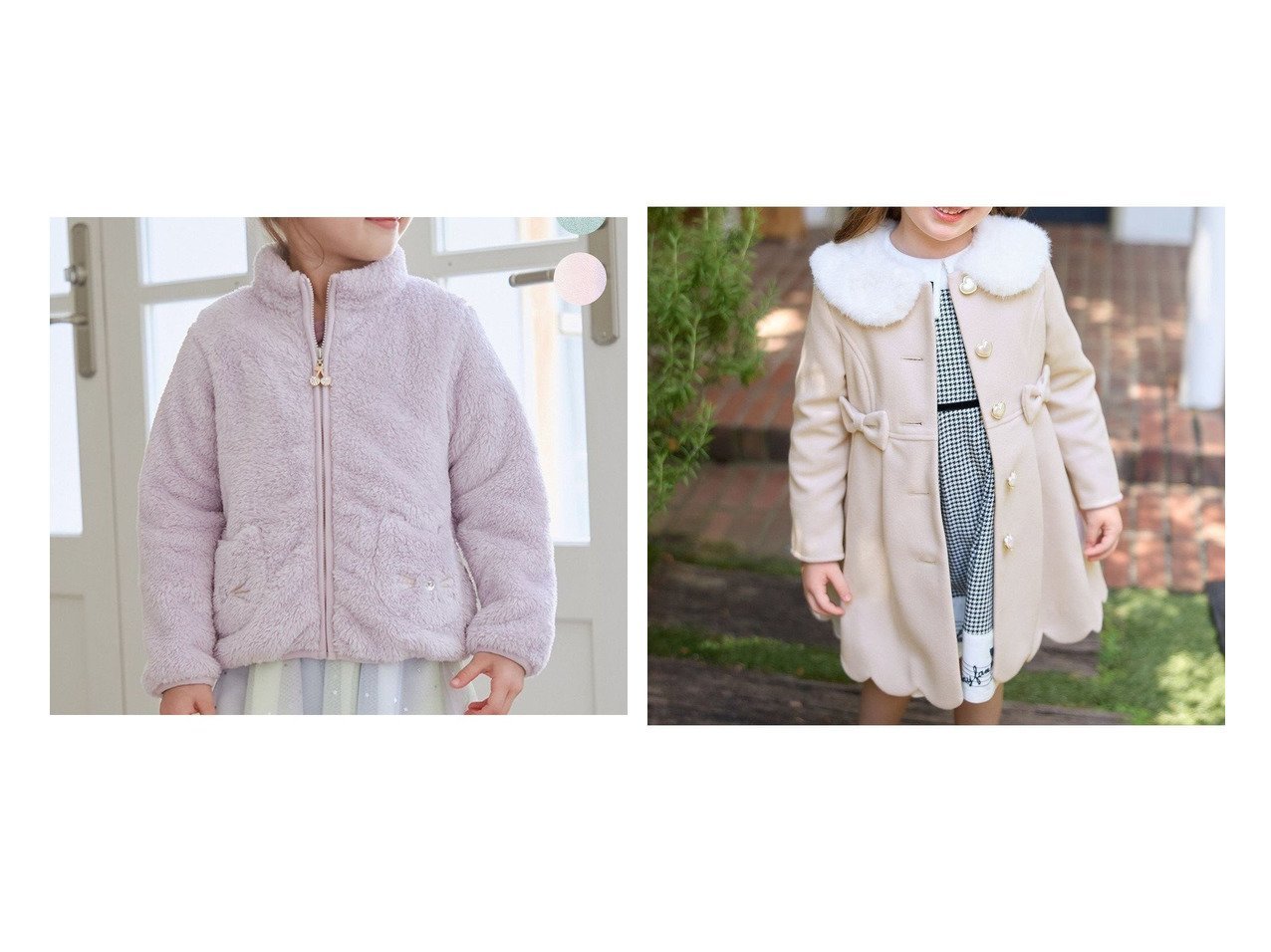 【any FAM / KIDS/エニファム】のウールライクコート&ネコポケットボアブルゾン 【KIDS】子供服のおすすめ！人気トレンド・キッズファッションの通販   おすすめ人気トレンドファッション通販アイテム インテリア・キッズ・メンズ・レディースファッション・服の通販 founy(ファニー) 　ファッション　Fashion　キッズファッション　KIDS　アウター　Coat Outerwear /Kids　洗える　Washable　ジャケット　Jacket　チェリー　Cherry　チャーム　Charm　ネコ　Cat　ビジュー　Bijou　ブルゾン　Blouson　ポケット　Pocket　A/W・秋冬　Aw・Autumn/Winter・Fw・Fall-Winter　再入荷　Restock/Back In Stock/Re Arrival　スカラップ　Scalloped　パール　Pearl　リボン　Ribbon　NEW・新作・新着・新入荷　New Arrivals　エレガント 上品　Elegant　レッド系　Red　ベージュ系　Beige　ブルー系　Blue　|ID:crp329100000197667