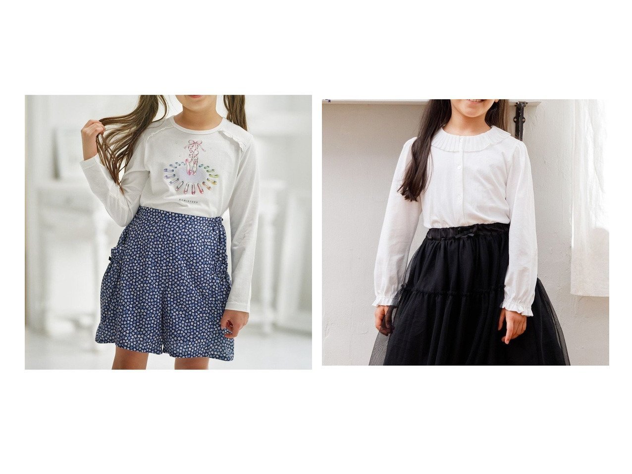 【KUMIKYOKU/組曲 / KIDS】の【110-140㎝】プリマパレット Tシャツ&【110-140㎝】プリーツカラー ブラウス 【KIDS】子供服のおすすめ！人気トレンド・キッズファッションの通販   おすすめ人気トレンドファッション通販アイテム インテリア・キッズ・メンズ・レディースファッション・服の通販 founy(ファニー) 　ファッション　Fashion　キッズファッション　KIDS　トップス・カットソー　Tops/Tees/Kids　A/W・秋冬　Aw・Autumn/Winter・Fw・Fall-Winter　インナー　Inner　カットソー　Cut And Sew　シューズ　Shoes　バレエ　Ballet　ベーシック　Basic　ラベンダー　Lavender　エレガント 上品　Elegant　再入荷　Restock/Back In Stock/Re Arrival　ストレッチ　Stretch　フロント　Front　プリーツ　Pleats　ホワイト系　White　|ID:crp329100000197678