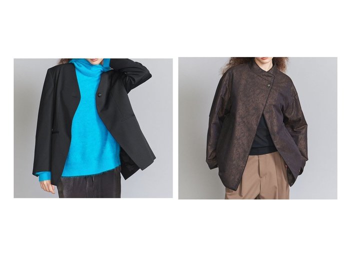 【BEAUTY&YOUTH / UNITED ARROWS/ビューティ&ユース ユナイテッドアローズ】のバックスリット ジャケット&ラメジャカード ジャケット 【 人気通販 コーディネート通販】おすすめ！人気、トレンド、レディースファッションの通販    おすすめ人気トレンドファッション通販アイテム 人気、トレンドファッション・服の通販 founy(ファニー) ファッション Fashion レディースファッション WOMEN アウター Coat Outerwear ジャケット Jackets コレクション Collection ショルダー Shoulder ジャケット Jacket スリット Slit セットアップ Set Up デニム Denim フロント Front ボトム Bottom マニッシュ Mannish ルーズ Loose ワイド Wide おすすめ Recommend |ID:crp329100000197753