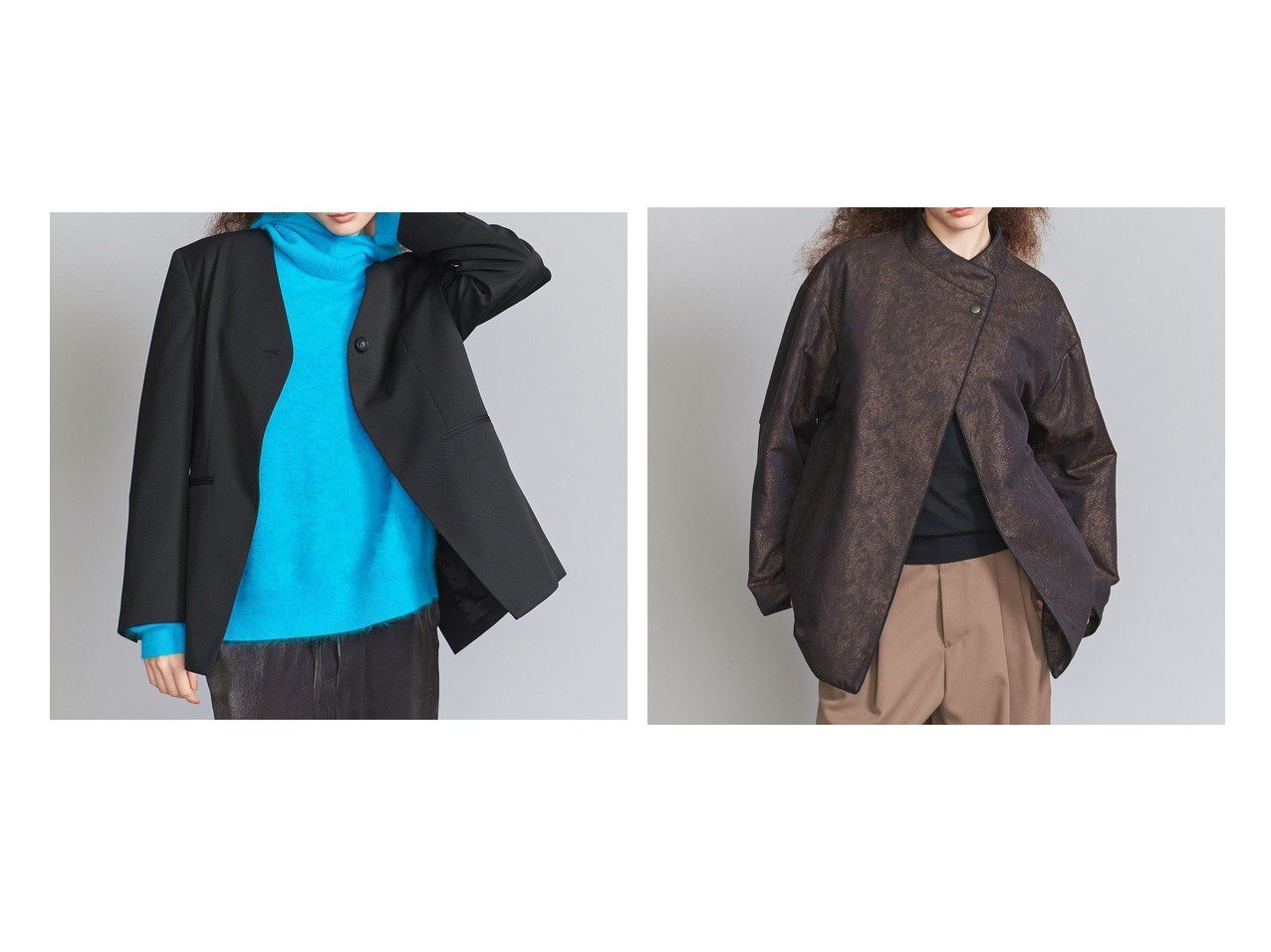 【BEAUTY&YOUTH / UNITED ARROWS/ビューティ&ユース ユナイテッドアローズ】のバックスリット ジャケット&ラメジャカード ジャケット 【 人気通販 コーディネート通販】おすすめ！人気、トレンド、レディースファッションの通販    おすすめ人気トレンドファッション通販アイテム インテリア・キッズ・メンズ・レディースファッション・服の通販 founy(ファニー) 　ファッション　Fashion　レディースファッション　WOMEN　アウター　Coat Outerwear　ジャケット　Jackets　コレクション　Collection　ショルダー　Shoulder　ジャケット　Jacket　スリット　Slit　セットアップ　Set Up　デニム　Denim　フロント　Front　ボトム　Bottom　マニッシュ　Mannish　ルーズ　Loose　ワイド　Wide　おすすめ　Recommend　ブラック系　Black　ベージュ系　Beige　ブラウン系　Brown　|ID:crp329100000197753