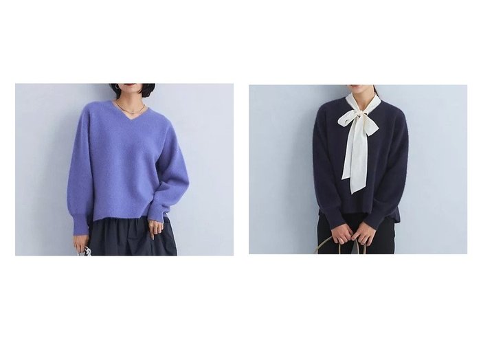 【green label relaxing / UNITED ARROWS/グリーンレーベル リラクシング / ユナイテッドアローズ】のFOXブレンド フォルム Vネック プルオーバー ニット 【トップス、カットソー 人気通販 コーディネート通販】おすすめ！人気、トレンド、レディースファッションの通販    おすすめ人気トレンドファッション通販アイテム 人気、トレンドファッション・服の通販 founy(ファニー) ファッション Fashion レディースファッション WOMEN トップス・カットソー Tops/Tshirt ニット Knit Tops プルオーバー Pullover Vネック V-Neck インナー Inner 秋 Autumn/Fall シアー Sheer シンプル Simple フェミニン Feminine フォックス Fox フォルム Form フレア Flare ルーズ Loose ワイド Wide ビジネス 仕事 通勤 Business |ID:crp329100000197812