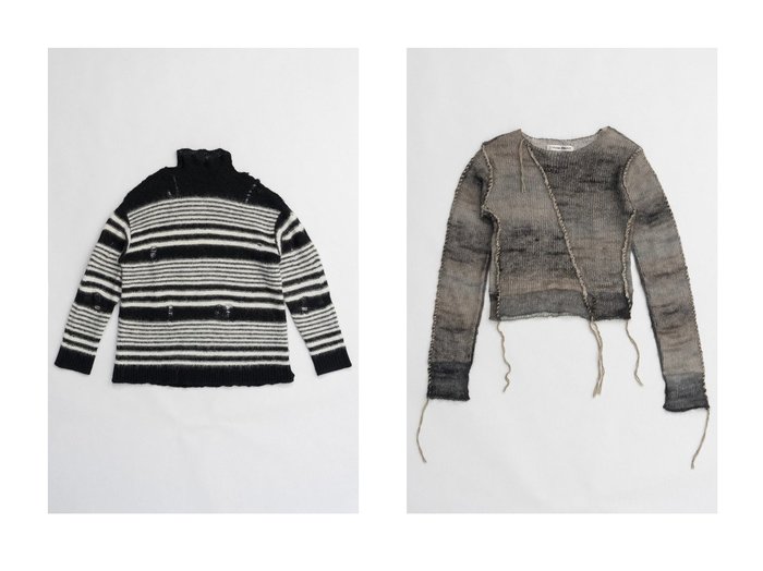 【PRANK PROJECT/プランク プロジェクト】のモヘヤシアーボーダーニット/Mohair Sheer Border Knit&モヘヤカスリリバーシブルニットトップ/Mohair Blur Reversible Knit Top 【 人気通販 コーディネート通販】おすすめ！人気、トレンド、レディースファッションの通販    おすすめ人気トレンドファッション通販アイテム 人気、トレンドファッション・服の通販 founy(ファニー) ファッション Fashion レディースファッション WOMEN トップス・カットソー Tops/Tshirt ニット Knit Tops プルオーバー Pullover インナー Inner コンパクト Compact ジャケット Jacket ボーダー Border モヘア Mohair リバーシブル Reversible NEW・新作・新着・新入荷 New Arrivals 無地 Plain Color |ID:crp329100000197853