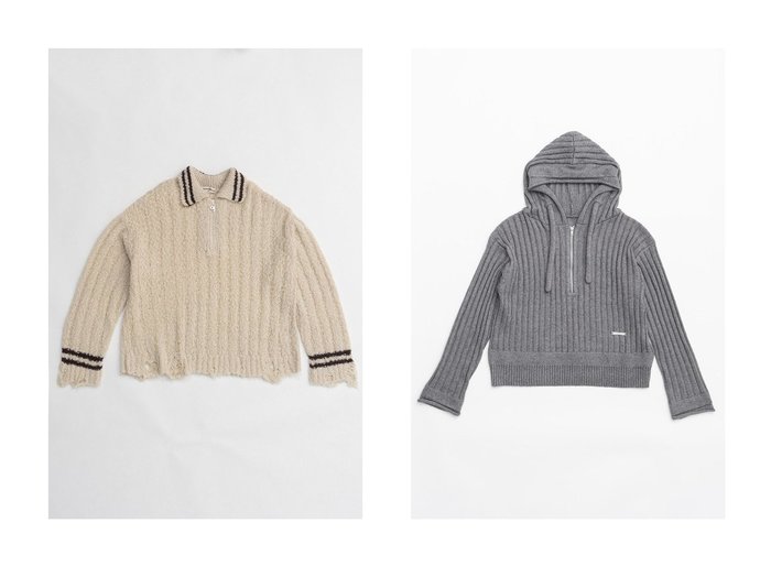 【PRANK PROJECT/プランク プロジェクト】のポロネックニット/Polo Neck Knit&アンゴラニットフーディ/Angola Knit Hoodie 【 人気通販 コーディネート通販】おすすめ！人気、トレンド、レディースファッションの通販    おすすめ人気トレンドファッション通販アイテム 人気、トレンドファッション・服の通販 founy(ファニー) 　ファッション　Fashion　レディースファッション　WOMEN　トップス・カットソー　Tops/Tshirt　ニット　Knit Tops　プルオーバー　Pullover　パーカ　Sweats　ジップ　Zip　セットアップ　Set Up　ダメージ　Damage　NEW・新作・新着・新入荷　New Arrivals　おすすめ　Recommend　アンゴラ　Angola　ショート　Short　ジャケット　Jacket　ソックス　Socks　パーカー　Hoodie　ブルゾン　Blouson　ボトム　Bottom　ルーズ　Loose　エレガント 上品　Elegant　軽量　Lightweight　|ID:crp329100000197854