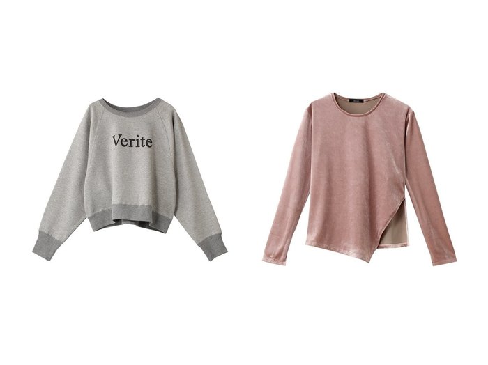 【allureville/アルアバイル】のスウェットPO VERITE&ベロアアシメスリットプルオーバー 【トップス、カットソー 人気通販 コーディネート通販】おすすめ！人気、トレンド、レディースファッションの通販    おすすめ人気トレンドファッション通販アイテム 人気、トレンドファッション・服の通販 founy(ファニー) 　ファッション　Fashion　レディースファッション　WOMEN　トップス・カットソー　Tops/Tshirt　シャツ/ブラウス　Shirts/Blouses　パーカ　Sweats　ロング / Tシャツ　T-Shirts　スウェット　Sweat　カットソー　Cut and Sewn　プルオーバー　Pullover　ベロア　Velour　ショート　Short　スウェット　Sweat　スリーブ　Sleeve　バランス　Balance　フロント　Front　ボトム　Bottom　ロング　Long　今季　This Season　定番　Standard　NEW・新作・新着・新入荷　New Arrivals　|ID:crp329100000198129