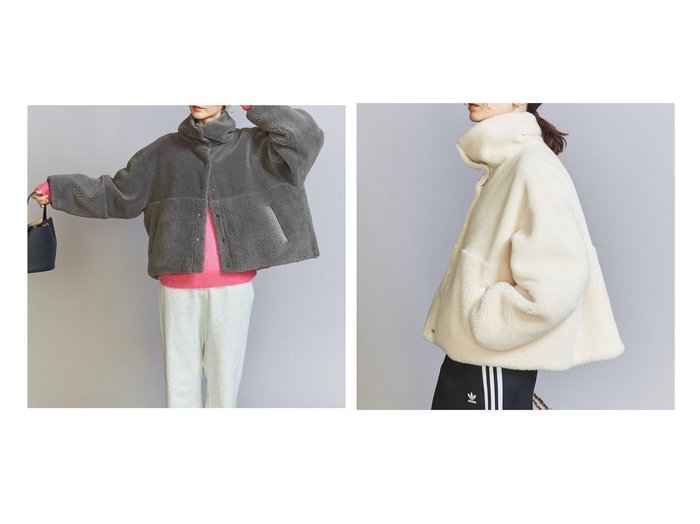 【BEAUTY&YOUTH / UNITED ARROWS/ビューティ&ユース ユナイテッドアローズ】の【WEB限定】ボアキルティング リバーシブルショートコート -2WAY- 【 人気通販 コーディネート通販】おすすめ！人気、トレンド、レディースファッションの通販  おすすめ人気トレンドファッション通販アイテム 人気、トレンドファッション・服の通販 founy(ファニー) 　ファッション　Fashion　レディースファッション　WOMEN　アウター　Coat Outerwear　コート　Coats　秋　Autumn/Fall　キルティング　Quilting　今季　This Season　ショート　Short　スタンド　Stand　バランス　Balance　フォルム　Form　ボックス　Box　ボトム　Bottom　ミニスカート　Mini Skirt　ワイド　Wide　冬　Winter　|ID:crp329100000198265