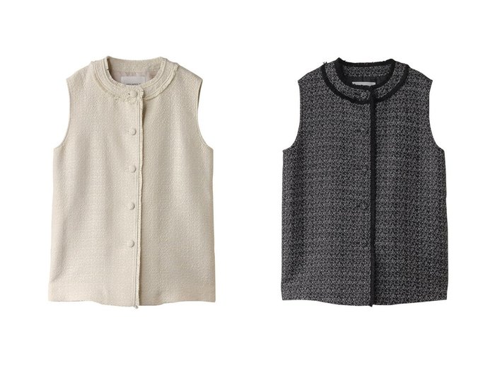 【MIDIUMISOLID/ミディウミソリッド】のneck gilet ジレ 【アウター 人気通販 コーディネート通販】おすすめ！人気、トレンド、レディースファッションの通販    おすすめ人気トレンドファッション通販アイテム 人気、トレンドファッション・服の通販 founy(ファニー) ファッション Fashion レディースファッション WOMEN アウター Coat Outerwear ジャケット Jackets A/W・秋冬 Aw・Autumn/Winter・Fw・Fall-Winter ジャケット Jacket ツイード Tweed デニム Denim フリンジ Fringe ベスト Vest NEW・新作・新着・新入荷 New Arrivals |ID:crp329100000198324