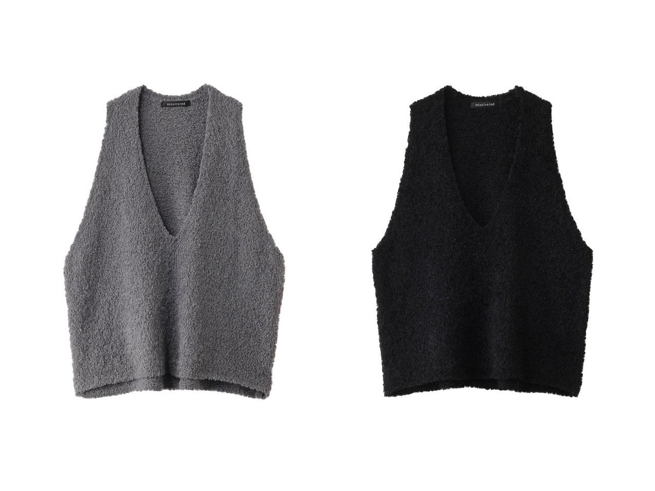 【mizuiro ind/ミズイロ インド】のhairy yarn wide vest ベスト 【トップス、カットソー 人気通販 コーディネート通販】おすすめ！人気、トレンド、レディースファッションの通販    おすすめ人気トレンドファッション通販アイテム インテリア・キッズ・メンズ・レディースファッション・服の通販 founy(ファニー) 　ファッション　Fashion　レディースファッション　WOMEN　トップス・カットソー　Tops/Tshirt　ニット　Knit Tops　ベスト/ジレ　Gilets/Vests　プルオーバー　Pullover　A/W・秋冬　Aw・Autumn/Winter・Fw・Fall-Winter　シンプル　Simple　ベスト　Vest　モコモコ　Fluffy　冬　Winter　NEW・新作・新着・新入荷　New Arrivals　秋　Autumn/Fall　グレー系　Gray　ブラック系　Black　|ID:crp329100000198349