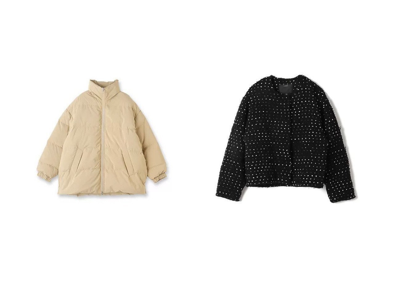 【FLORENT/フローレント】のTWEED JACKET&【DRESSTERIOR/ドレステリア】のupper hights(アッパーハイツ)Sion ダウンジャケット 【アウター 人気通販 コーディネート通販】おすすめ！人気、トレンド、レディースファッションの通販   おすすめ人気トレンドファッション通販アイテム インテリア・キッズ・メンズ・レディースファッション・服の通販 founy(ファニー) 　ファッション　Fashion　レディースファッション　WOMEN　アウター　Coat Outerwear　ジャケット　Jackets　春　Spring　ショルダー　Shoulder　ショート　Short　シンプル　Simple　ジャケット　Jacket　スタイリッシュ　Stylish　スタンド　Stand　スマート　Smart　ダウン　Down　デニム　Denim　ドロップ　Drop　ドローコード　Draw Cord　バランス　Balance　フィット　Fit　ポケット　Pocket　ポーチ　Pouch　ツイード　Tweed　エレガント 上品　Elegant　ベージュ系　Beige　グレー系　Gray　ブラック系　Black　|ID:crp329100000198430