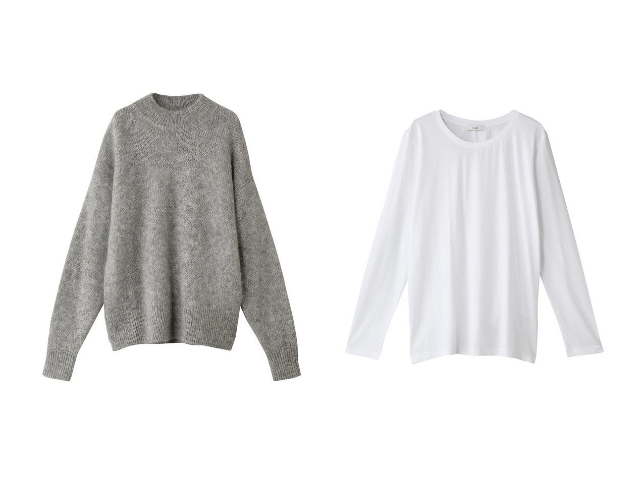 【SCEARN/セアン】のニット&COTTON JERSEY Long Sleeve T-Tシャツ 【 人気通販 コーディネート通販】おすすめ！人気、トレンド、レディースファッションの通販    おすすめ人気トレンドファッション通販アイテム インテリア・キッズ・メンズ・レディースファッション・服の通販 founy(ファニー) 　ファッション　Fashion　レディースファッション　WOMEN　トップス・カットソー　Tops/Tshirt　ニット　Knit Tops　プルオーバー　Pullover　シャツ/ブラウス　Shirts/Blouses　ロング / Tシャツ　T-Shirts　カットソー　Cut and Sewn　A/W・秋冬　Aw・Autumn/Winter・Fw・Fall-Winter　ウォーム　Worm　ラウンド　Round　NEW・新作・新着・新入荷　New Arrivals　ベージュ系　Beige　グレー系　Gray　ブラック系　Black　ホワイト系　White　|ID:crp329100000198633