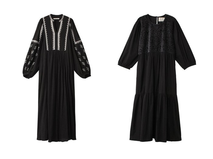 【NE QUITTEZ PAS/ヌキテパ】のCOTTON ガーゼ LEAF エンブロイダリーヨークドレス&【SZ Blockprints/エスゼット ブロックプリント】のORTI DRESS NILA コットンベルベットティアードワンピース 【ワンピース、ドレス 人気通販 コーディネート通販】おすすめ！人気、トレンド、レディースファッションの通販    おすすめ人気トレンドファッション通販アイテム 人気、トレンドファッション・服の通販 founy(ファニー) 　ファッション　Fashion　レディースファッション　WOMEN　ワンピース　Dress　ドレス　Party Dresses　チュニック　Tunic　チュニック　Tunic　ドレス　Dress　フェミニン　Feminine　ロング　Long　NEW・新作・新着・新入荷　New Arrivals　|ID:crp329100000198672