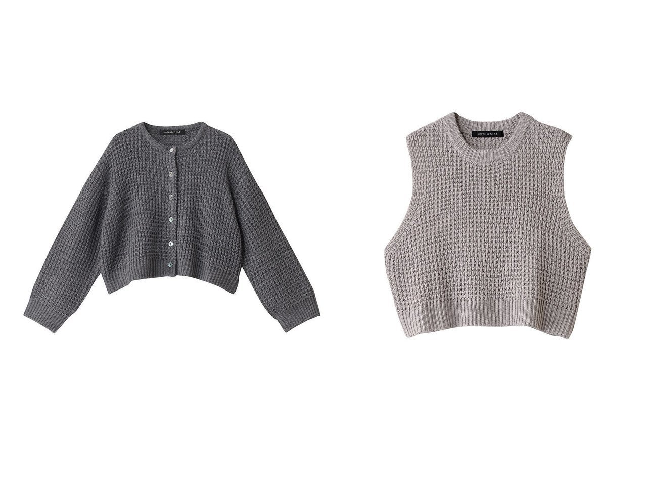 【mizuiro ind/ミズイロ インド】のD カーディガン&waffle knit vest ベスト 【トップス、カットソー 人気通販 コーディネート通販】おすすめ！人気、トレンド、レディースファッションの通販    おすすめ人気トレンドファッション通販アイテム インテリア・キッズ・メンズ・レディースファッション・服の通販 founy(ファニー) 　ファッション　Fashion　レディースファッション　WOMEN　トップス・カットソー　Tops/Tshirt　ニット　Knit Tops　ベスト/ジレ　Gilets/Vests　プルオーバー　Pullover　カーディガン　Cardigans　A/W・秋冬　Aw・Autumn/Winter・Fw・Fall-Winter　シンプル　Simple　ベスト　Vest　ワッフル　Waffle　NEW・新作・新着・新入荷　New Arrivals　グレー系　Gray　ブラック系　Black　|ID:crp329100000198677