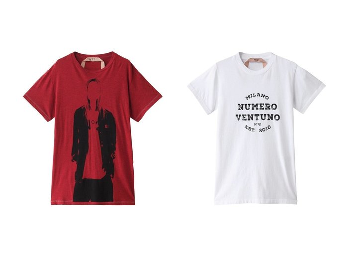 【N°21/ヌメロ ヴェントゥーノ】のグラフィック プリント Tシャツ&NUMERO VENTUNO プリントTシャツ 【トップス、カットソー 人気通販 コーディネート通販】おすすめ！人気、トレンド、レディースファッションの通販    おすすめ人気トレンドファッション通販アイテム 人気、トレンドファッション・服の通販 founy(ファニー) 　ファッション　Fashion　レディースファッション　WOMEN　トップス・カットソー　Tops/Tshirt　シャツ/ブラウス　Shirts/Blouses　ロング / Tシャツ　T-Shirts　カットソー　Cut and Sewn　インナー　Inner　グラフィック　Graphic　コンパクト　Compact　ショート　Short　ジャケット　Jacket　スリーブ　Sleeve　フロント　Front　プリント　Print　NEW・新作・新着・新入荷　New Arrivals　|ID:crp329100000198682