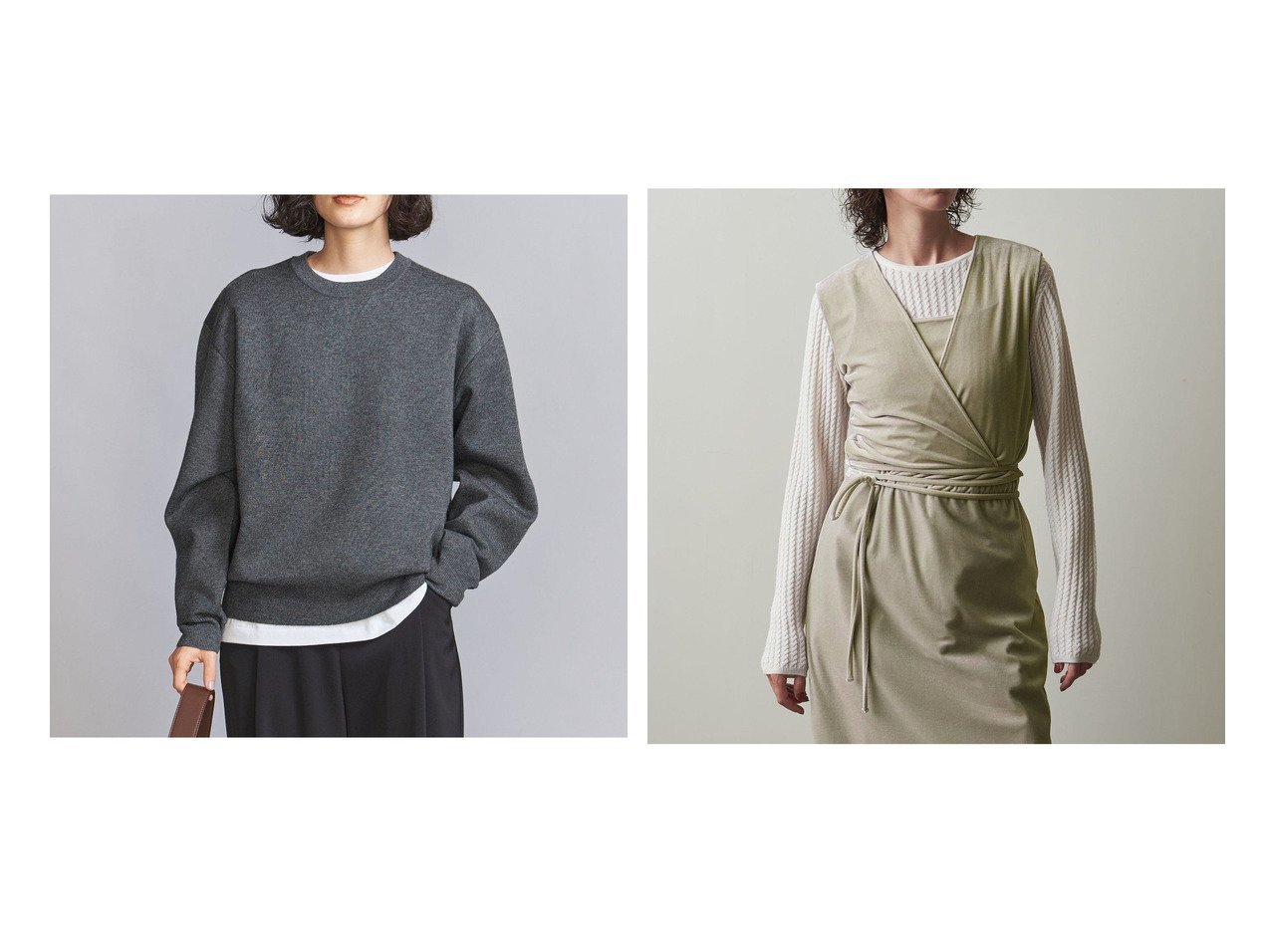 【BEAUTY&YOUTH / UNITED ARROWS/ビューティ&ユース ユナイテッドアローズ】のミラノリブ ニット プルオーバー -ウォッシャブル-&Steven Alan ベロア カシュクール ベスト 【 人気通販 コーディネート通販】おすすめ！人気、トレンド、レディースファッションの通販    おすすめ人気トレンドファッション通販アイテム インテリア・キッズ・メンズ・レディースファッション・服の通販 founy(ファニー) 　ファッション　Fashion　レディースファッション　WOMEN　トップス・カットソー　Tops/Tshirt　ニット　Knit Tops　プルオーバー　Pullover　アウター　Coat Outerwear　ベスト/ジレ　Gilets/Vests　ベロア　Velour　おすすめ　Recommend　ウォッシャブル　Washable　カーディガン　Cardigan　スウェット　Sweat　ツイル　Twill　デニム　Denim　フォルム　Form　ボトム　Bottom　ミラノリブ　Milan Ribs　エレガント 上品　Elegant　秋　Autumn/Fall　カシュクール　Cachecoeur　シンプル　Simple　ベスト　Vest　ベロア　Velor　グレー系　Gray　ブラック系　Black　ブルー系　Blue　|ID:crp329100000198737