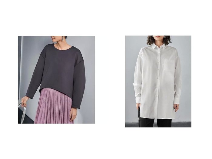 【STYLE DELI/スタイルデリ】の【裾出し用】シワFREEロングシャツ&【Made in JAPAN】バナナスリーブダンボールトップス 【トップス、カットソー 人気通販 コーディネート通販】おすすめ！人気、トレンド、レディースファッションの通販    おすすめ人気トレンドファッション通販アイテム 人気、トレンドファッション・服の通販 founy(ファニー) 　ファッション　Fashion　レディースファッション　WOMEN　トップス・カットソー　Tops/Tshirt　シャツ/ブラウス　Shirts/Blouses　カットソー　Cut And Sew　ショート　Short　トレンド　Trend　定番　Standard　フォルム　Form　ポケット　Pocket　日本製　Made In Japan　夏　Summer　|ID:crp329100000198784