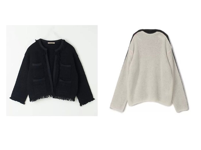 【beautiful people/ビューティフル ピープル】のside-c wooled mohair knitted pullover&【Curensology/カレンソロジー】のツイーディフリンジカーディガン 【トップス、カットソー 人気通販 コーディネート通販】おすすめ！人気、トレンド、レディースファッションの通販    おすすめ人気トレンドファッション通販アイテム インテリア・キッズ・メンズ・レディースファッション・服の通販 founy(ファニー) https://founy.com/ ファッション Fashion レディースファッション WOMEN トップス・カットソー Tops/Tshirt カーディガン Cardigans ニット Knit Tops プルオーバー Pullover カーディガン Cardigan クラシカル Classical コンパクト Compact ショート Short フリンジ Fringe 2024年 2024 2024-2025秋冬・A/W Aw/Autumn/Winter/Fw/Fall/2024-2025 モヘア Mohair |ID:crp329100000198785