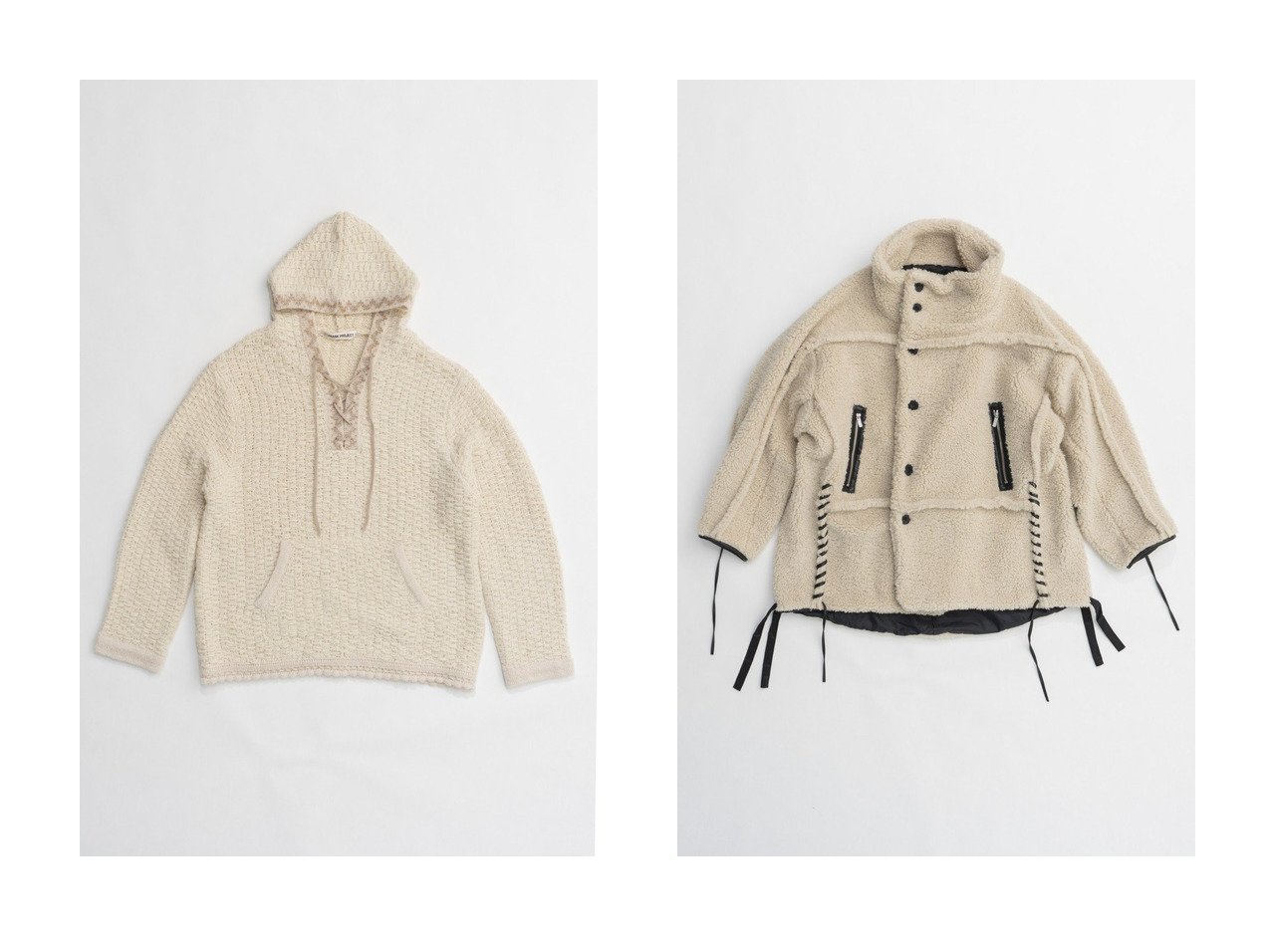 【PRANK PROJECT/プランク プロジェクト】のレースアップスラブフーディニット/Lace Up Slub Hoodie Knit&ボアコート/Boa Coat 【人気通販 コーディネート通販】おすすめ！人気、トレンド、レディースファッションの通販    おすすめ人気トレンドファッション通販アイテム インテリア・キッズ・メンズ・レディースファッション・服の通販 founy(ファニー) 　ファッション　Fashion　レディースファッション　WOMEN　アウター　Coat Outerwear　コート　Coats　トップス・カットソー　Tops/Tshirt　ニット　Knit Tops　プルオーバー　Pullover　ショート　Short　ハイネック　High Neck　ハーフ　Half　フェイクレザー　Faux Leather　レース　Race　NEW・新作・新着・新入荷　New Arrivals　防寒　Cold Protection　おすすめ　Recommend　ルーズ　Loose　ブラック系　Black　ホワイト系　White　イエロー系　Yellow　|ID:crp329100000198798