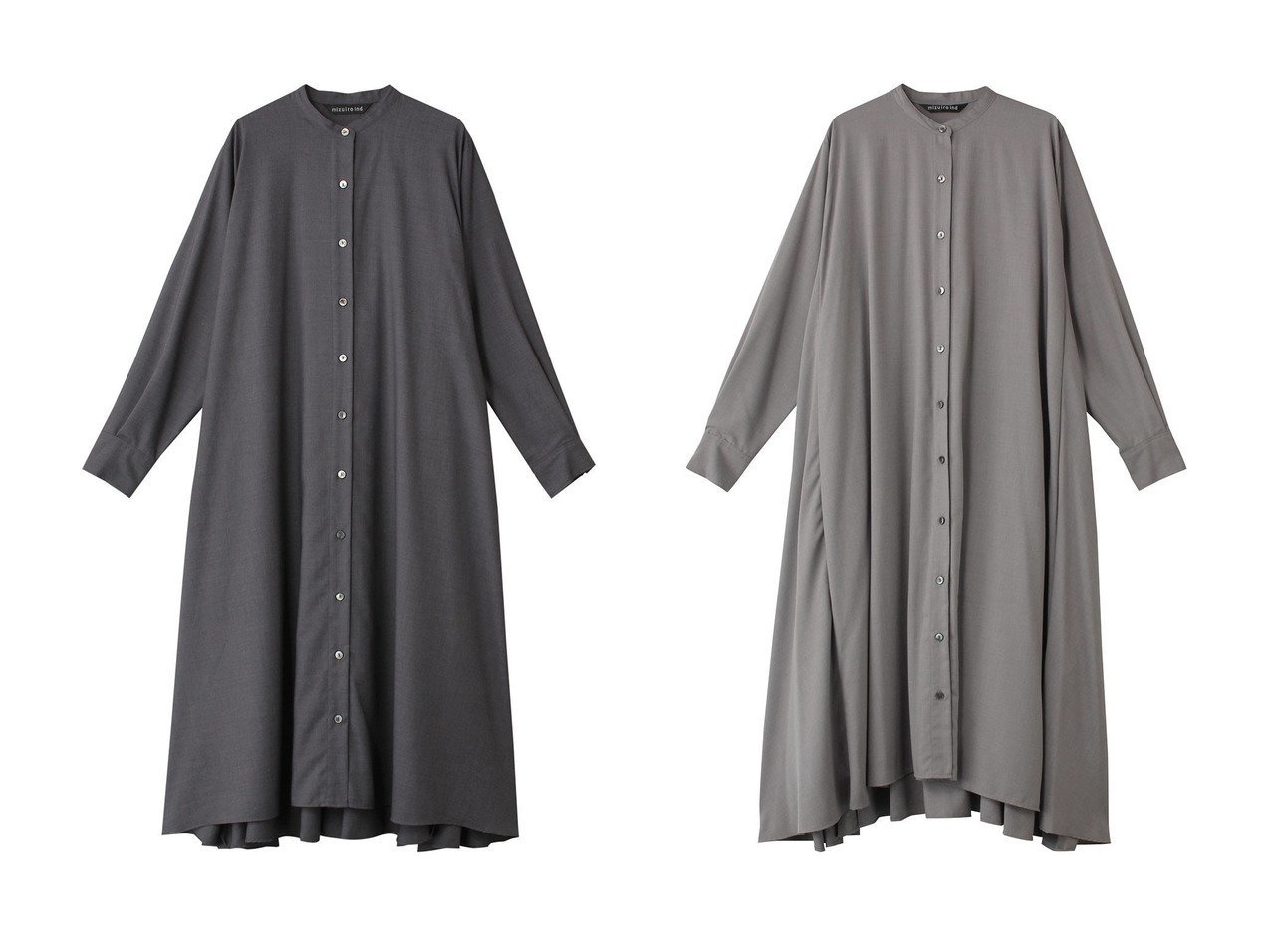 【mizuiro ind/ミズイロ インド】のR stand collar flare OP ワンピース 【ワンピース、ドレス 人気通販 コーディネート通販】おすすめ！人気、トレンド、レディースファッションの通販    おすすめ人気トレンドファッション通販アイテム インテリア・キッズ・メンズ・レディースファッション・服の通販 founy(ファニー) 　ファッション　Fashion　レディースファッション　WOMEN　ワンピース　Dress　チュニック　Tunic　チュニック　Tunic　ドレープ　Drape　フレア　Flare　ロング　Long　エレガント 上品　Elegant　NEW・新作・新着・新入荷　New Arrivals　ブルー系　Blue　グレー系　Gray　ブラック系　Black　|ID:crp329100000198806