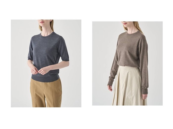 【JOHN SMEDLEY/ジョン スメドレー】のクルーネック長袖プルオーバー EMMY 30G COMMON FIT&クルーネック半袖プルオーバー ESTA 30G MODERN FIT 【トップス、カットソー 人気通販 コーディネート通販】おすすめ！人気、トレンド、レディースファッションの通販    おすすめ人気トレンドファッション通販アイテム 人気、トレンドファッション・服の通販 founy(ファニー) ファッション Fashion レディースファッション WOMEN トップス・カットソー Tops/Tshirt ニット Knit Tops プルオーバー Pullover エレガント 上品 Elegant 半袖 Short Sleeve NEW・新作・新着・新入荷 New Arrivals |ID:crp329100000198810