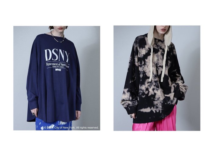 【ROSE BUD/ローズバッド】のNYCビッグロングTシャツ&ブリーチオーバースウェット 【トップス、カットソー 人気通販 コーディネート通販】おすすめ！人気、トレンド、レディースファッションの通販    おすすめ人気トレンドファッション通販アイテム 人気、トレンドファッション・服の通販 founy(ファニー) 　ファッション　Fashion　レディースファッション　WOMEN　トップス・カットソー　Tops/Tshirt　シャツ/ブラウス　Shirts/Blouses　ロング / Tシャツ　T-Shirts　カットソー　Cut and Sewn　パーカ　Sweats　スウェット　Sweat　スリーブ　Sleeve　ニューヨーク　New York　ビッグ　Big　プリント　Print　モチーフ　Motif　ロング　Long　NEW・新作・新着・新入荷　New Arrivals　|ID:crp329100000198813