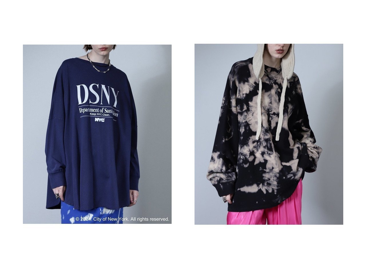 【ROSE BUD/ローズバッド】のNYCビッグロングTシャツ&ブリーチオーバースウェット 【トップス、カットソー 人気通販 コーディネート通販】おすすめ！人気、トレンド、レディースファッションの通販    おすすめ人気トレンドファッション通販アイテム インテリア・キッズ・メンズ・レディースファッション・服の通販 founy(ファニー) 　ファッション　Fashion　レディースファッション　WOMEN　トップス・カットソー　Tops/Tshirt　シャツ/ブラウス　Shirts/Blouses　ロング / Tシャツ　T-Shirts　カットソー　Cut and Sewn　パーカ　Sweats　スウェット　Sweat　スリーブ　Sleeve　ニューヨーク　New York　ビッグ　Big　プリント　Print　モチーフ　Motif　ロング　Long　NEW・新作・新着・新入荷　New Arrivals　ブラック系　Black　ホワイト系　White　ブルー系　Blue　|ID:crp329100000198813