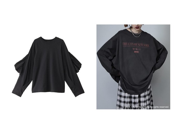 【ROSE BUD/ローズバッド】のバックフリルカットソー&NYCビッグロングTシャツ 【トップス、カットソー 人気通販 コーディネート通販】おすすめ！人気、トレンド、レディースファッションの通販    おすすめ人気トレンドファッション通販アイテム 人気、トレンドファッション・服の通販 founy(ファニー) ファッション Fashion レディースファッション WOMEN トップス・カットソー Tops/Tshirt シャツ/ブラウス Shirts/Blouses ロング / Tシャツ T-Shirts カットソー Cut and Sewn シンプル Simple スリーブ Sleeve フリル Frills フロント Front ロング Long NEW・新作・新着・新入荷 New Arrivals |ID:crp329100000198815