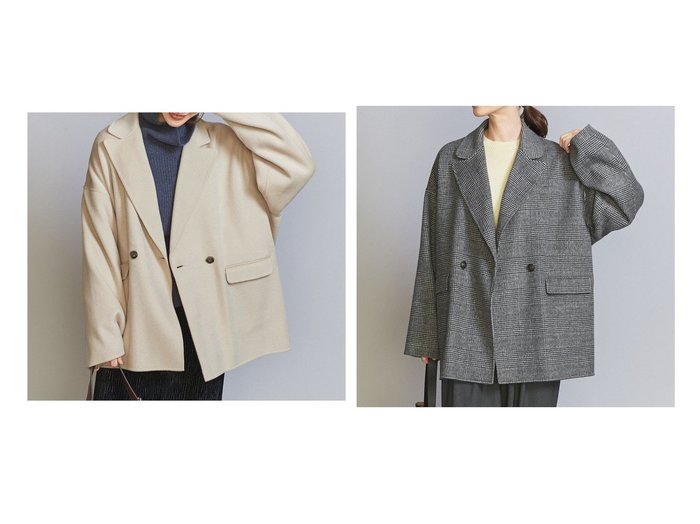 【BEAUTY&YOUTH / UNITED ARROWS/ビューティ&ユース ユナイテッドアローズ】のリバー テーラード ミドルコート 【 人気通販 コーディネート通販】おすすめ！人気、トレンド、レディースファッションの通販    おすすめ人気トレンドファッション通販アイテム 人気、トレンドファッション・服の通販 founy(ファニー) 　ファッション　Fashion　レディースファッション　WOMEN　アウター　Coat Outerwear　コート　Coats　インナー　Inner　秋　Autumn/Fall　クラシック　Classic　今季　This Season　ショート　Short　ジャケット　Jacket　スラックス　Slacks　ダブル　Double　チェック　Check　テーラード　Tailored　定番　Standard　バランス　Balance　フェミニン　Feminine　ボトム　Bottom　ミドル　Middle　ロング　Long　冬　Winter　おすすめ　Recommend　エレガント 上品　Elegant　|ID:crp329100000198890