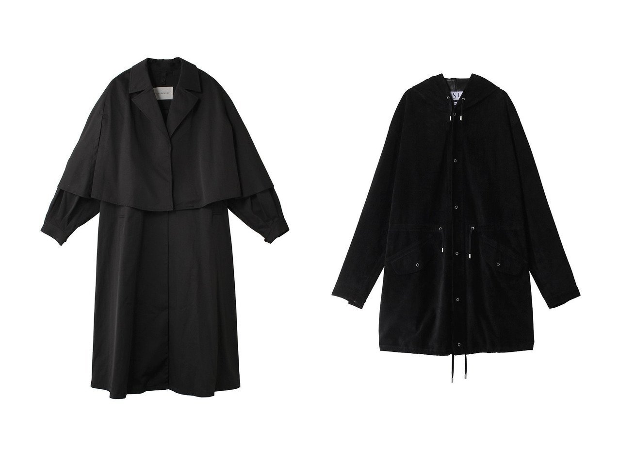 【MIDIUMISOLID/ミディウミソリッド】の3way cape coat コート&【sisii/シシ】の【UNISEX】スノーパーカーコート 【アウター 人気通販 コーディネート通販】おすすめ！人気、トレンド、レディースファッションの通販    おすすめ人気トレンドファッション通販アイテム インテリア・キッズ・メンズ・レディースファッション・服の通販 founy(ファニー) 　ファッション　Fashion　レディースファッション　WOMEN　アウター　Coat Outerwear　コート　Coats　ユニセックス　Unisex　なめらか　Smooth　スエード　Suede　フォルム　Form　ロング　Long　定番　Standard　NEW・新作・新着・新入荷　New Arrivals　ブラック系　Black　|ID:crp329100000198950