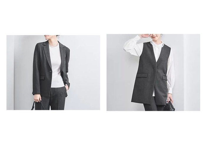 【UNITED ARROWS/ユナイテッドアローズ】のダブルクロス ベスト&ダブルクロス テーラード ジャケット 【アウター 人気通販 コーディネート通販】おすすめ！人気、トレンド、レディースファッションの通販    おすすめ人気トレンドファッション通販アイテム 人気、トレンドファッション・服の通販 founy(ファニー) 　ファッション　Fashion　レディースファッション　WOMEN　アウター　Coat Outerwear　ジャケット　Jackets　テーラードジャケット　Tailored Jackets　トップス・カットソー　Tops/Tshirt　ベスト/ジレ　Gilets/Vests　コンパクト　Compact　ジャケット　Jacket　セットアップ　Set Up　ダブル　Double　テーラード　Tailored　バランス　Balance　ベスト　Vest　おすすめ　Recommend　|ID:crp329100000198956