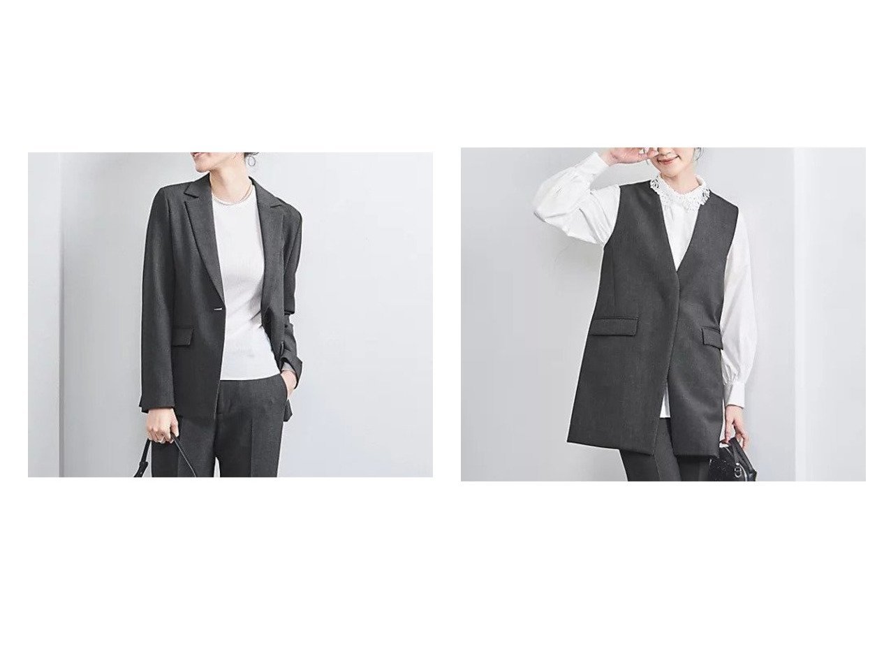 【UNITED ARROWS/ユナイテッドアローズ】のダブルクロス ベスト&ダブルクロス テーラード ジャケット 【アウター 人気通販 コーディネート通販】おすすめ！人気、トレンド、レディースファッションの通販    おすすめ人気トレンドファッション通販アイテム インテリア・キッズ・メンズ・レディースファッション・服の通販 founy(ファニー) 　ファッション　Fashion　レディースファッション　WOMEN　アウター　Coat Outerwear　ジャケット　Jackets　テーラードジャケット　Tailored Jackets　トップス・カットソー　Tops/Tshirt　ベスト/ジレ　Gilets/Vests　コンパクト　Compact　ジャケット　Jacket　セットアップ　Set Up　ダブル　Double　テーラード　Tailored　バランス　Balance　ベスト　Vest　おすすめ　Recommend　ブルー系　Blue　グレー系　Gray　|ID:crp329100000198956