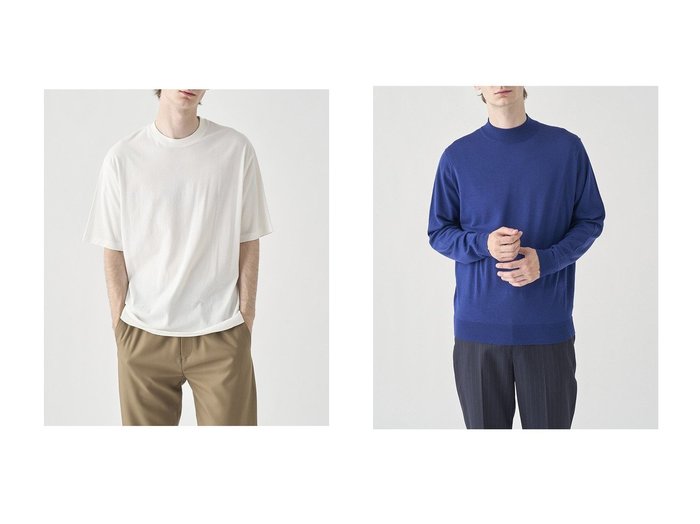 【JOHN SMEDLEY / MEN/ジョンスメドレー】の【MEN】コットン オーバーサイズクルーネックTシャツ|UTS951&【MEN】モックネック長袖ニットプルオーバー KILDAY 30G MODERN FIT 【MEN】おすすめ！人気トレンド・男性、メンズファッションの通販    おすすめ人気トレンドファッション通販アイテム 人気、トレンドファッション・服の通販 founy(ファニー) 　ファッション　Fashion　メンズファッション　MEN　トップス・カットソー　Tops/Tshirt/Men　シャツ　Shirts　ニット　Knit Tops　ショート　Short　シンプル　Simple　スリーブ　Sleeve　リラックス　Relax　NEW・新作・新着・新入荷　New Arrivals　クラシカル　Classical　モックネック　Mock Neck　長袖　Long Sleeve　|ID:crp329100000198971