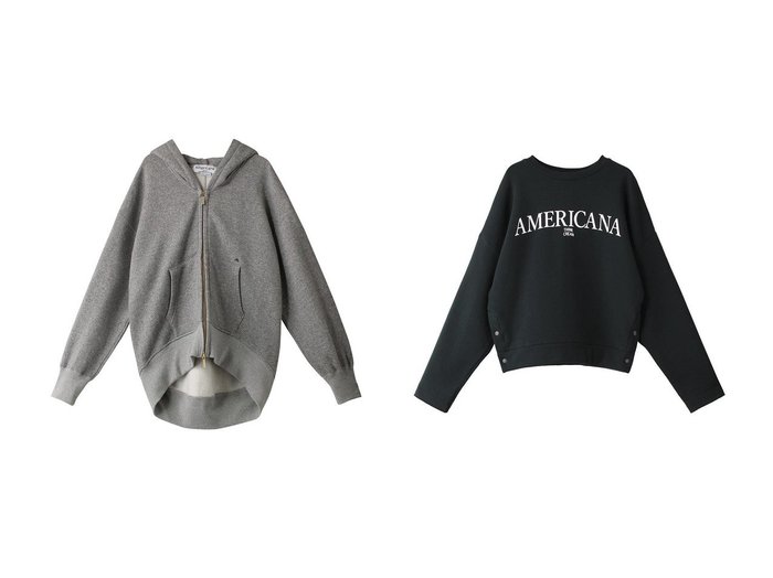 【Americana/アメリカーナ】の【ELLESHOP限定】ゴールドジップ フード パーカー&【ELLESHOP限定】サイドボタン ロゴスウェット 【トップス、カットソー 人気通販 コーディネート通販】おすすめ！人気、トレンド、レディースファッションの通販  おすすめ人気トレンドファッション通販アイテム インテリア・キッズ・メンズ・レディースファッション・服の通販 founy(ファニー) https://founy.com/ ファッション Fashion レディースファッション WOMEN トップス・カットソー Tops/Tshirt シャツ/ブラウス Shirts/Blouses パーカ Sweats ロング / Tシャツ T-Shirts スウェット Sweat カットソー Cut and Sewn トレンド Trend パーカー Hoodie ベーシック Basic リラックス Relax NEW・新作・新着・新入荷 New Arrivals 羽織 Haori スリット Slit デニム Denim フレア Flare |ID:crp329100000198998