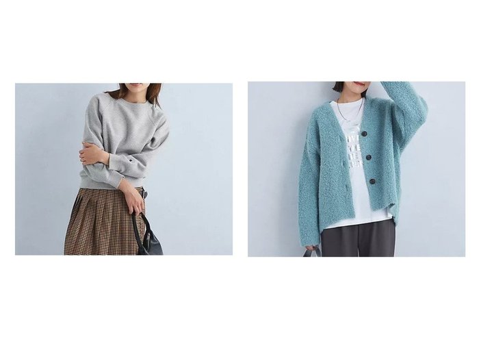 【green label relaxing / UNITED ARROWS/グリーンレーベル リラクシング / ユナイテッドアローズ】のブークレ ダブルフェイス Vネック ニット カーディガン&【別注】CVC TF スウェット プルオーバー 【トップス、カットソー 人気通販 コーディネート通販】おすすめ！人気、トレンド、レディースファッションの通販  おすすめ人気トレンドファッション通販アイテム 人気、トレンドファッション・服の通販 founy(ファニー) ファッション Fashion レディースファッション WOMEN トップス・カットソー Tops/Tshirt パーカ Sweats プルオーバー Pullover スウェット Sweat ニット Knit Tops カーディガン Cardigans Vネック V-Neck 秋 Autumn/Fall カーゴパンツ Cargo Pants スウェット Sweat スラックス Slacks スリーブ Sleeve トレンド Trend ニューヨーク New York 人気 Popularity 別注 Special Order 冬 Winter おすすめ Recommend カーディガン Cardigan キャミソール Camisole サテン Satin タンク Tank ダブル Double フェイス Face フェミニン Feminine プリーツ Pleats ポケット Pocket |ID:crp329100000199018