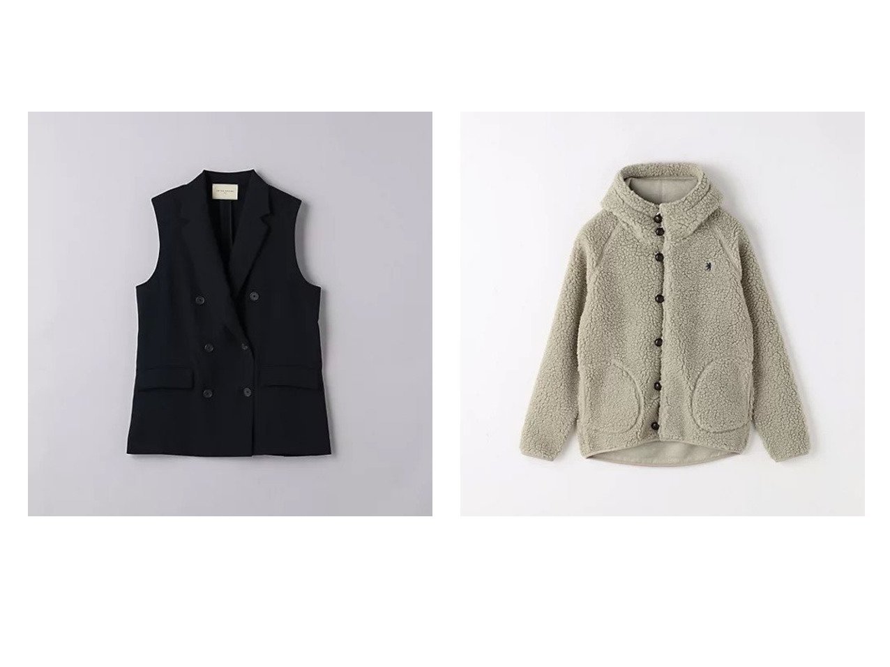 【UNITED ARROWS/ユナイテッドアローズ】のテーラード ダブルブレスト ベスト&【green label relaxing / UNITED ARROWS/グリーンレーベル リラクシング / ユナイテッドアローズ】のボア ジャケット 【アウター 人気通販 コーディネート通販】おすすめ！人気、トレンド、レディースファッションの通販  おすすめ人気トレンドファッション通販アイテム インテリア・キッズ・メンズ・レディースファッション・服の通販 founy(ファニー) 　ファッション　Fashion　レディースファッション　WOMEN　アウター　Coat Outerwear　トップス・カットソー　Tops/Tshirt　ベスト/ジレ　Gilets/Vests　ジャケット　Jackets　ジャケット　Jacket　セットアップ　Set Up　ダブル　Double　テーラード　Tailored　フォルム　Form　ベスト　Vest　ボックス　Box　レーシー　Lacey　アウトドア　Outdoor　定番　Standard　フェミニン　Feminine　ブルゾン　Blouson　ベーシック　Basic　メンズ　Mens　おすすめ　Recommend　ブルー系　Blue　ブラック系　Black　ホワイト系　White　グレー系　Gray　|ID:crp329100000199100