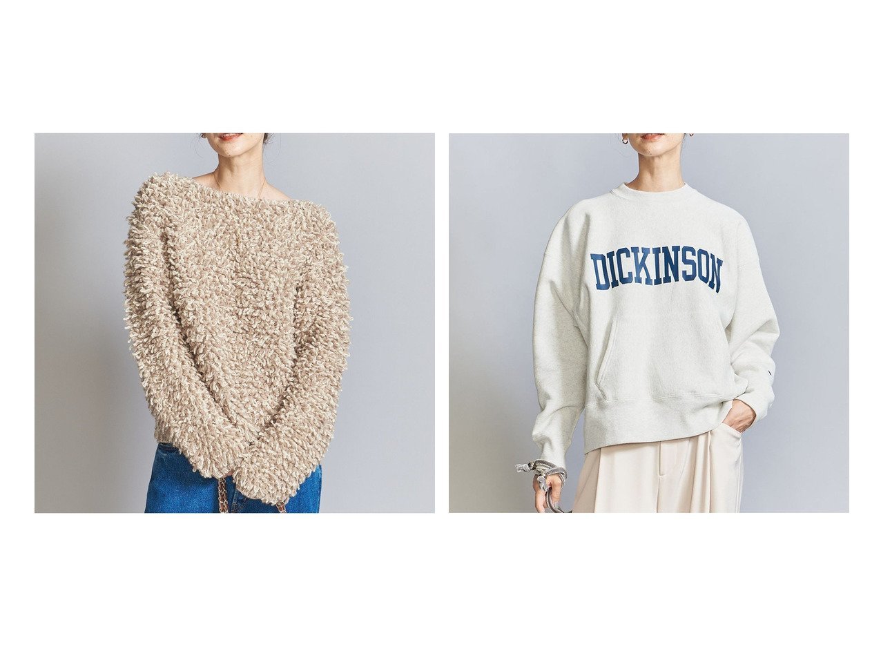 【BEAUTY&YOUTH / UNITED ARROWS/ビューティ&ユース ユナイテッドアローズ】の【別注】 Champion リバースウィーブ ロゴプリント スウェットプルオーバー&ループニット プルオーバー/ベージュ 【 人気通販 コーディネート通販】おすすめ！人気、トレンド、レディースファッションの通販    おすすめ人気トレンドファッション通販アイテム インテリア・キッズ・メンズ・レディースファッション・服の通販 founy(ファニー) 　ファッション　Fashion　レディースファッション　WOMEN　トップス・カットソー　Tops/Tshirt　ニット　Knit Tops　プルオーバー　Pullover　パーカ　Sweats　スウェット　Sweat　シンプル　Simple　スラックス　Slacks　デニム　Denim　ミックス　Mix　ループ　Loop　冬　Winter　スペシャル　Special　定番　Standard　ニューヨーク　New York　バランス　Balance　プリント　Print　ボトム　Bottom　ポケット　Pocket　別注　Special Order　ロング　Long　ワイド　Wide　おすすめ　Recommend　ベージュ系　Beige　グレー系　Gray　ブラック系　Black　ブルー系　Blue　|ID:crp329100000199183