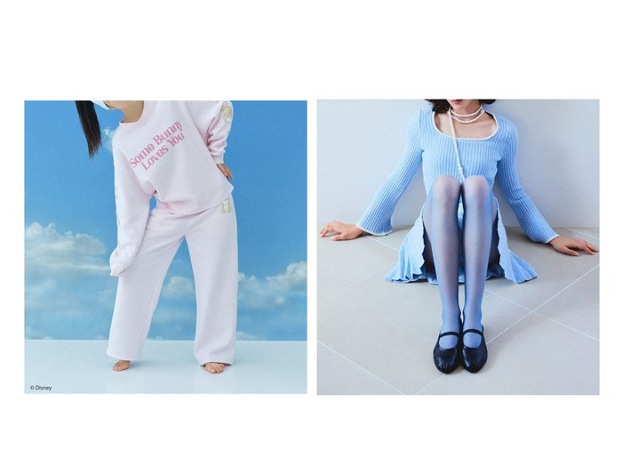 【SNIDEL HOME/スナイデル ホーム】の【MilkySmooth】スクエアネックプルオーバー&【Bambi】スウェットパンツ 【ルームウェア・パジャマ 人気通販 コーディネート通販】おすすめ！人気、トレンド、レディースファッションの通販    おすすめ人気トレンドファッション通販アイテム 人気、トレンドファッション・服の通販 founy(ファニー) ファッション Fashion レディースファッション WOMEN パンツ Pants トップス・カットソー Tops/Tshirt プルオーバー Pullover キャラクター Character コレクション Collection スウェット Sweat ストレート Straight スペシャル Special セットアップ Set Up 人気 Popularity フェミニン Feminine プリント Print モチーフ Motif リラックス Relax ロング Long お家時間・ステイホーム Home Time/Stay Home クラシカル Classical ショート Short スクエア Square バランス Balance パイピング Piping フレア Flare エレガント 上品 Elegant |ID:crp329100000199328