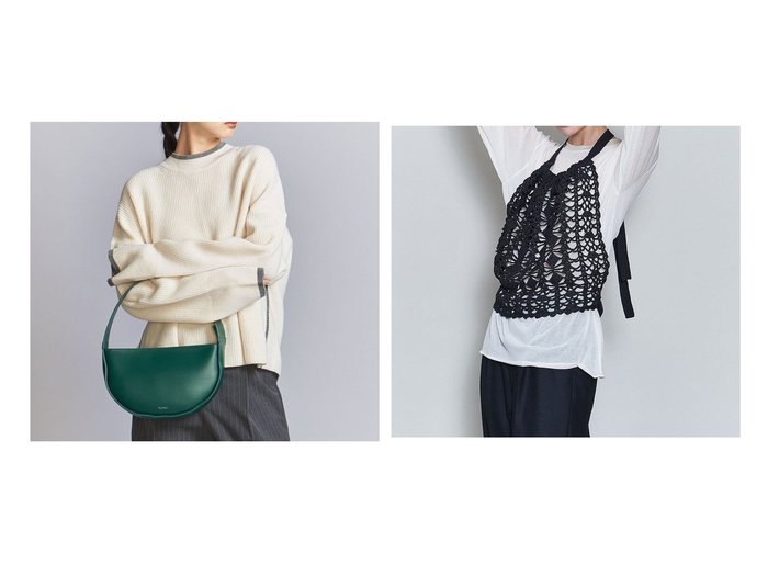 【BEAUTY&YOUTH / UNITED ARROWS/ビューティ&ユース ユナイテッドアローズ】の6(ROKU) コットン ナイロン シアー プルオーバー&ネップカラーライン クルーネック ニットプルオーバー 【 人気通販 コーディネート通販】おすすめ！人気、トレンド、レディースファッションの通販    おすすめ人気トレンドファッション通販アイテム 人気、トレンドファッション・服の通販 founy(ファニー) ファッション Fashion レディースファッション WOMEN トップス・カットソー Tops/Tshirt ニット Knit Tops プルオーバー Pullover サテン Satin ショルダー Shoulder スラックス Slacks デニム Denim ドロップ Drop 定番 Standard ネップ Nep Yarn ボトム Bottom リラックス Relax ワイド Wide おすすめ Recommend インナー Inner キャミソール Camisole シアー Sheer |ID:crp329100000199382