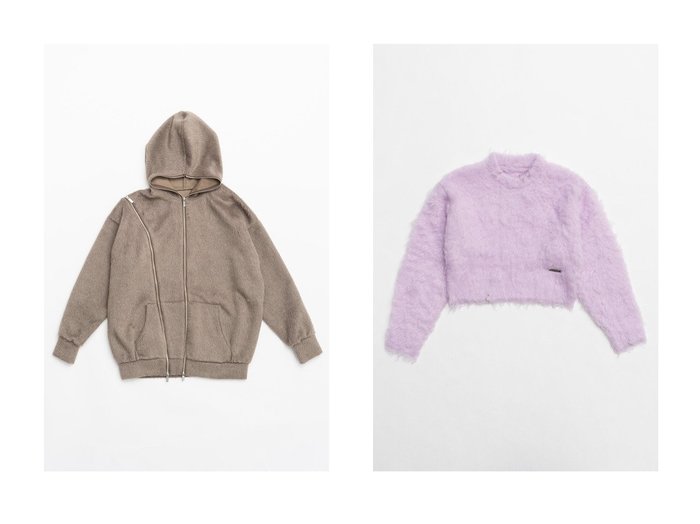 【PRANK PROJECT/プランク プロジェクト】のダブルジップシャギーパーカーDouble Zip Shaggy Hoodie&ピアッシングシャギーニット/Piercing Shaggy Knit 【 人気通販 コーディネート通販】おすすめ！人気、トレンド、レディースファッションの通販    おすすめ人気トレンドファッション通販アイテム 人気、トレンドファッション・服の通販 founy(ファニー) ファッション Fashion レディースファッション WOMEN トップス・カットソー Tops/Tshirt ニット Knit Tops プルオーバー Pullover シャツ/ブラウス Shirts/Blouses パーカ Sweats ロング / Tシャツ T-Shirts スウェット Sweat カットソー Cut and Sewn ボトム Bottom ミックス Mix メタル Metal NEW・新作・新着・新入荷 New Arrivals おすすめ Recommend コンパクト Compact パーカー Hoodie エレガント 上品 Elegant 冬 Winter 秋 Autumn/Fall 羽織 Haori |ID:crp329100000199583