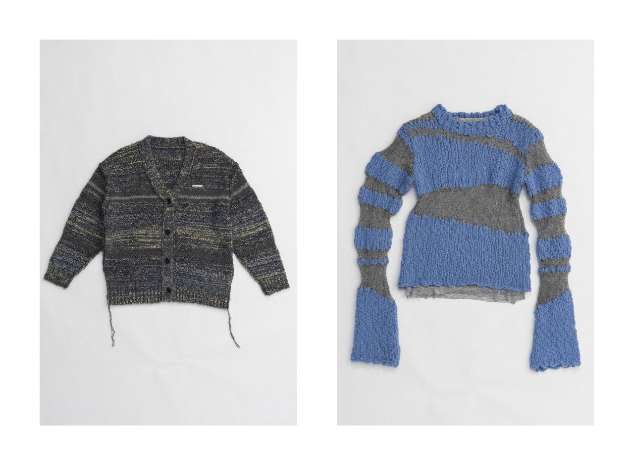 【PRANK PROJECT/プランク プロジェクト】のカスリボーダーニットカーディガン/Blur Border Knit Cardigan&スラブモヘアボーダーニット/Slub Mohair Border Knit 【 人気通販 コーディネート通販】おすすめ！人気、トレンド、レディースファッションの通販    おすすめ人気トレンドファッション通販アイテム インテリア・キッズ・メンズ・レディースファッション・服の通販 founy(ファニー) 　ファッション　Fashion　レディースファッション　WOMEN　トップス・カットソー　Tops/Tshirt　ニット　Knit Tops　カーディガン　Cardigans　プルオーバー　Pullover　おすすめ　Recommend　カーディガン　Cardigan　ハーフ　Half　NEW・新作・新着・新入荷　New Arrivals　無地　Plain Color　インナー　Inner　カットソー　Cut And Sew　デニム　Denim　ビッグ　Big　フレア　Flare　ボーダー　Border　モヘア　Mohair　ランダム　Random　グレー系　Gray　ブルー系　Blue　|ID:crp329100000199585