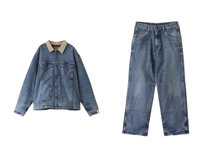 【N.HOOLYWOOD / MEN/エヌ.ハリウッド】の【MEN】【N.HOOLYWOOD × Wrangler】DOUBLE KNEE デニムパンツ&【MEN】【N.HOOLYWOOD × Wrangler】デニムジャケット 【MEN】おすすめ！人気トレンド・男性、メンズファッションの通販    おすすめ人気トレンドファッション通販アイテム 人気、トレンドファッション・服の通販 founy(ファニー) 　ファッション　Fashion　メンズファッション　MEN　ボトムス　Bottoms/Men　デニムパンツ　Denim Pants　コーデュロイ　Corduroy　ジャケット　Jacket　デニム　Denim　ブルゾン　Blouson　冬　Winter　NEW・新作・新着・新入荷　New Arrivals　|ID:crp329100000199962