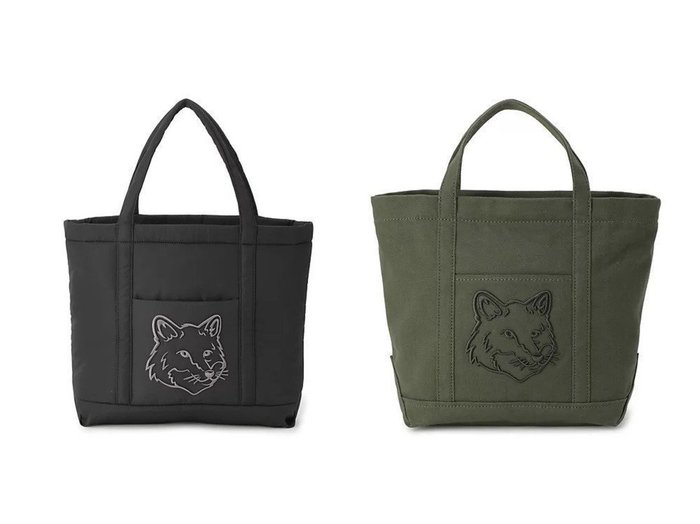 【MAISON KITSUNE/メゾン キツネ】のFOX HEAD SMALL TOTE&FOX HEAD PUFFER MEDIUM TOTE 【バッグ・鞄 人気通販 コーディネート通販】おすすめ！人気、トレンド、レディースファッションの通販 おすすめ人気トレンドファッション通販アイテム 人気、トレンドファッション・服の通販 founy(ファニー) 　ファッション　Fashion　レディースファッション　WOMEN　バッグ　Bag　2024年　2024　2024-2025秋冬・A/W　Aw/Autumn/Winter/Fw/Fall/2024-2025　キャンバス　Canvas　ショルダー　Shoulder　トレンド　Trend　ハンド　Hand　フォックス　Fox　フロント　Front　ポケット　Pocket　モダン　Modern　ジップ　Zip　|ID:crp329100000200027