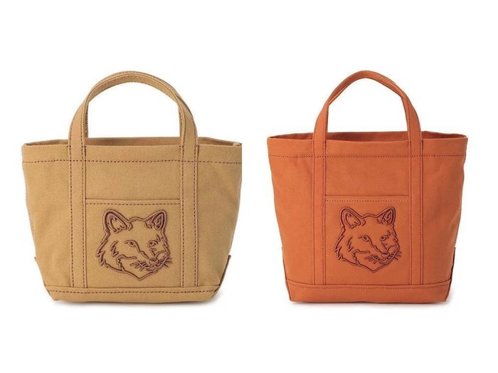 【MAISON KITSUNE/メゾン キツネ】のFOX HEAD SMALL TOTE&FOX HEAD MINI TOTE 【バッグ・鞄 人気通販 コーディネート通販】おすすめ！人気、トレンド、レディースファッションの通販 おすすめ人気トレンドファッション通販アイテム 人気、トレンドファッション・服の通販 founy(ファニー) 　ファッション　Fashion　レディースファッション　WOMEN　バッグ　Bag　2024年　2024　2024-2025秋冬・A/W　Aw/Autumn/Winter/Fw/Fall/2024-2025　キャンバス　Canvas　ショルダー　Shoulder　トレンド　Trend　ハンド　Hand　フォックス　Fox　フロント　Front　ポケット　Pocket　モダン　Modern　|ID:crp329100000200028