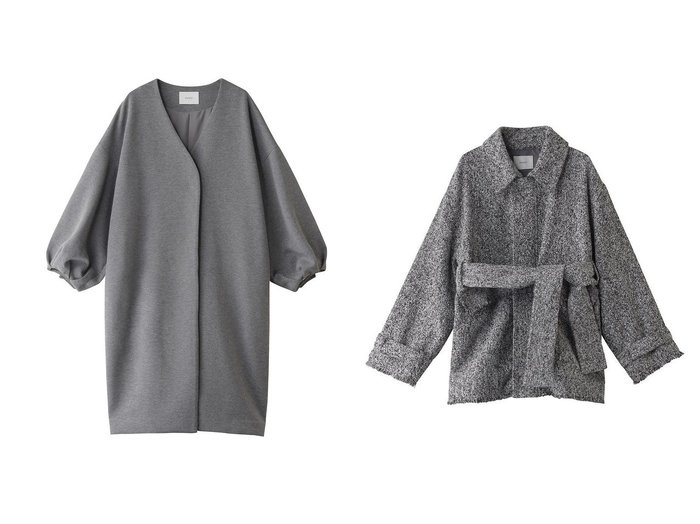 【MANOF/マノフ】のDOUBLE KNIT COAT コート&TWEED MIDI COAT コート/ブルゾン 【アウター 人気通販 コーディネート通販】おすすめ！人気、トレンド、レディースファッションの通販  おすすめ人気トレンドファッション通販アイテム 人気、トレンドファッション・服の通販 founy(ファニー) 　ファッション　Fashion　レディースファッション　WOMEN　アウター　Coat Outerwear　コート　Coats　ブルゾン　Blouson/Jackets　シンプル　Simple　スリーブ　Sleeve　ロング　Long　NEW・新作・新着・新入荷　New Arrivals　|ID:crp329100000200330