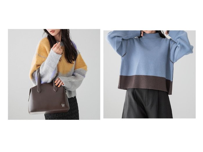 【LOWRYS FARM/ローリーズファーム】のLFビックボストンBAG&リバーシブルハイネックニットLS 【プチプライス 人気通販 コーディネート通販】おすすめ！人気、トレンド、レディースファッションの通販  おすすめ人気トレンドファッション通販アイテム 人気、トレンドファッション・服の通販 founy(ファニー) ファッション Fashion レディースファッション WOMEN バッグ Bag トップス・カットソー Tops/Tshirt ニット Knit Tops ボストンバッグ Boston Bag アクリル Acrylic シンプル Simple デニム Denim リバーシブル Reversible ワイド Wide |ID:crp329100000200427