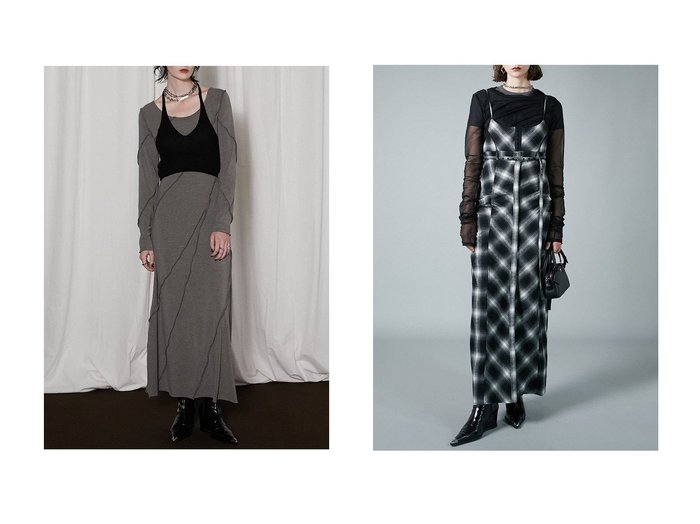 【PRANK PROJECT/プランク プロジェクト】のニットレイヤードマキシワンピ/Knit Layered Maxi One Piece&2WAYシャギーチェックマキシワンピース/2WAY Shaggy Check Maxi One Piece 【 人気通販 コーディネート通販】おすすめ！人気、トレンド、レディースファッションの通販   おすすめ人気トレンドファッション通販アイテム 人気、トレンドファッション・服の通販 founy(ファニー) 　ファッション　Fashion　レディースファッション　WOMEN　ワンピース　Dress　チュニック　Tunic　マキシワンピース　Maxi Dress　おすすめ　Recommend　スリット　Slit　チェック　Check　チュニック　Tunic　マキシ　Maxi　ロング　Long　ヴィンテージ　Vintage　冬　Winter　NEW・新作・新着・新入荷　New Arrivals　|ID:crp329100000200463