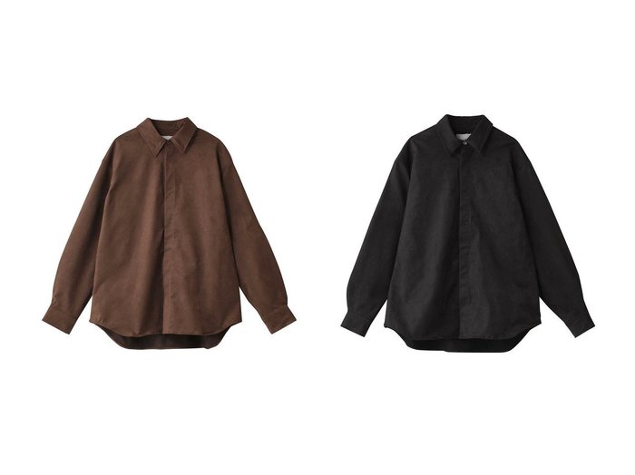 【MIDIUMISOLID/ミディウミソリッド】のsuede like shirt シャツ 【トップス、カットソー 人気通販 コーディネート通販】おすすめ！人気、トレンド、レディースファッションの通販   おすすめ人気トレンドファッション通販アイテム 人気、トレンドファッション・服の通販 founy(ファニー) ファッション Fashion レディースファッション WOMEN トップス・カットソー Tops/Tshirt シャツ/ブラウス Shirts/Blouses オケージョン Occasion シンプル Simple スリーブ Sleeve バランス Balance ロング Long NEW・新作・新着・新入荷 New Arrivals |ID:crp329100000200493