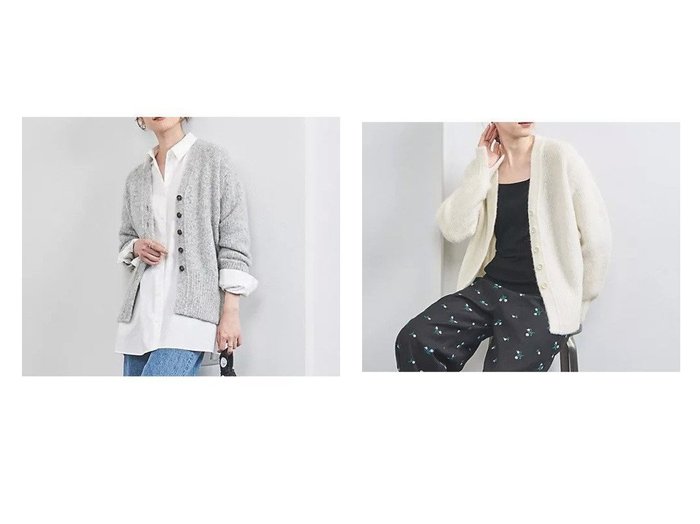 【UNITED ARROWS/ユナイテッドアローズ】のフラッフィ Vネック カーディガン&フラッフィ Vネック カーディガン WHITE 【トップス、カットソー 人気通販 コーディネート通販】おすすめ！人気、トレンド、レディースファッションの通販  おすすめ人気トレンドファッション通販アイテム 人気、トレンドファッション・服の通販 founy(ファニー) ファッション Fashion レディースファッション WOMEN トップス・カットソー Tops/Tshirt カーディガン Cardigans Vネック V-Neck インナー Inner カーディガン Cardigan スリット Slit デニム Denim ネックレス Necklace 長袖 Long Sleeve プリント Print おすすめ Recommend エレガント 上品 Elegant |ID:crp329100000200664